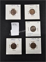 5- assorted lincoln wheat pennies (display area)