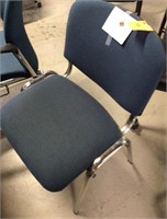 Blue padded chair steel legs