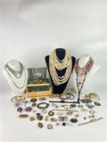 Selection of Costume Jewelry & Jewelry Box