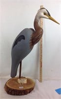 Vintage large hand carved heron decoy