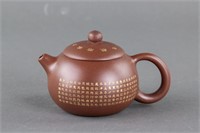 Chinese Small Gilt Zisha Teapot with Mark