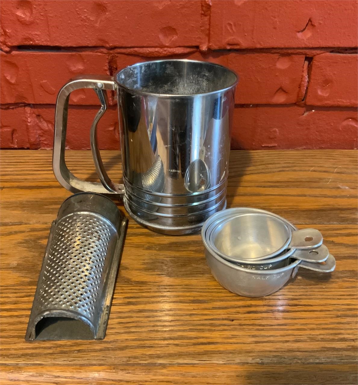 Vintage Sifter, Grater Measuring cups