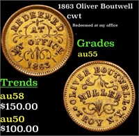 1863 Oliver Boutwell Civil War Token 1c Grades C