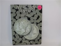 Mercury silver dimes booklet, 31 coins, partial