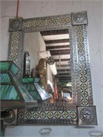Metallic Framed Mirror W/Spanish Decoration