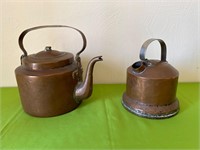 Antique Copper Tea Pot + Tea Kettle