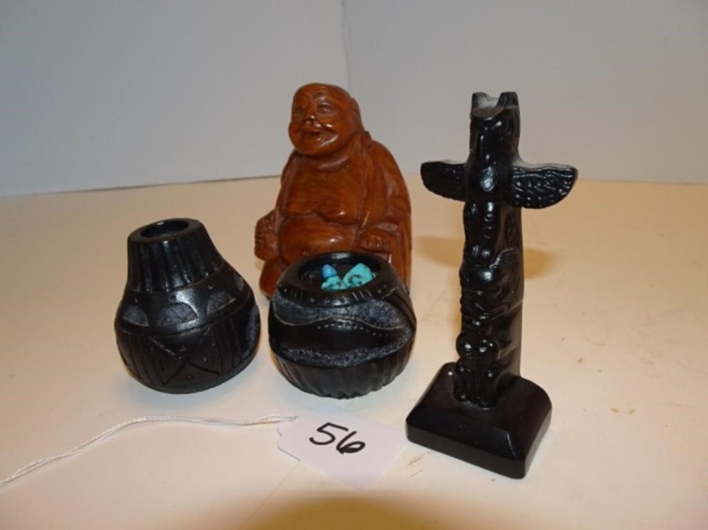 Wood Carved Miniature Lot Buddah Native