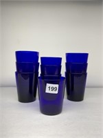10 LIBBEY GLASS COBALT BLUE GLASSES