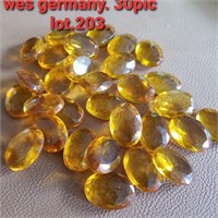 W. GERMANY VTG GLASS OVAL AMBER STONES 30PCS