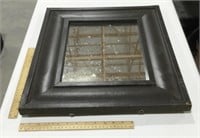Wall mirror w/ brown frame-18.75x21.5 in
