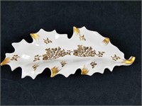 Vintage Gold and White Limoge Porcelain Leaf Shape