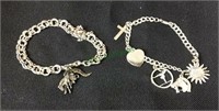 Jewelry, 2 Sterling charm bracelets with some
