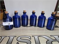 6pc Cobalt Glass Apothecary Bottles