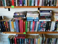 SHELF OF MIXED PAPERBACK BOOKS