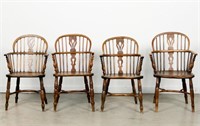 Four 19th Century English Windsor Style Armchairs