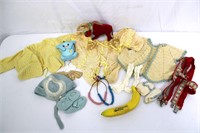 Vtg. Crochet, Knit Baby Clothes + Peek-A-Boo Bunny