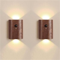 2pcs Rechargeable Wooden Wall Lamp, LED Indoor Wal