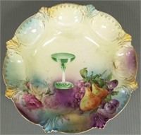 Unmarked R.S. Prussia bowl with fruit & goblet