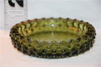 Mid Century Hobnail Green Glass Ash Tray