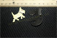 Sterling Dog Pin & Another