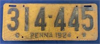 1925 Pennsylvania License Plate