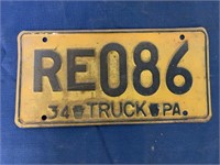 1934 Pennsylvania Truck License Plate