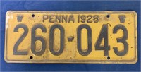 1928 Pennsylvania License Plate