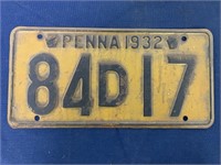 1932 Pennsylvania License Plate
