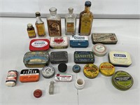 Box Lot Assorted Household Tins and Bottles