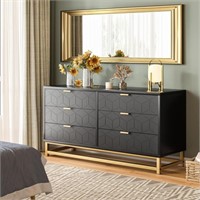 GAOMON Black 6 Drawer Dresser for Bedroom, Wood Ch