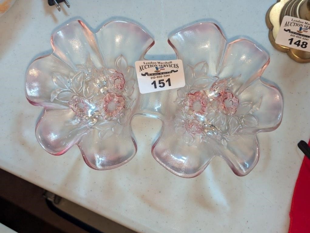 Glass floral Double bowl