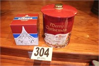 Christmas Tin And Hershey Kiss Glass Dish (Rm 7)