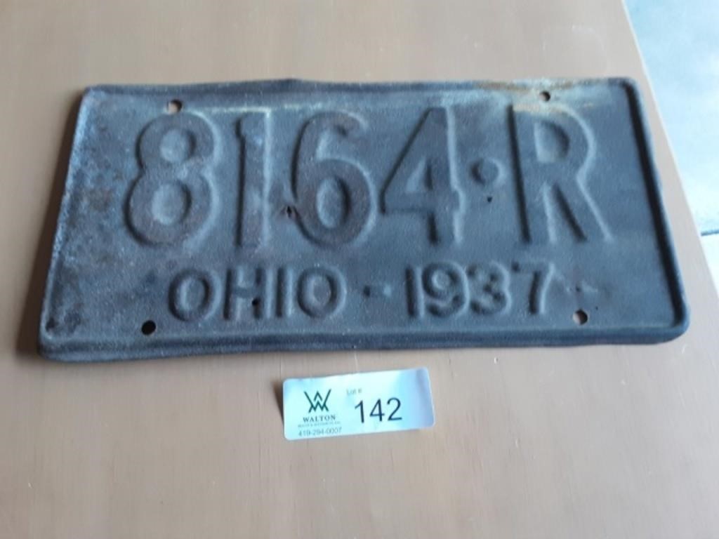 Ohio License Plate 1937