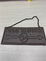 Cast iron telephone sign