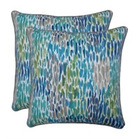 2pk 18.5 Rain Outdoor Throw Pillow Cerulean Blue