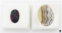 Ruby Zoisite & Crazy Lace Agate Stones / 2pc