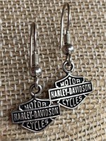 Sterling Silver Harley Davidson Earrings
