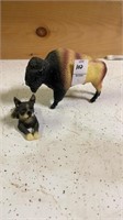 Buffalo Bison and Dog Plastic Figurines