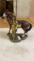 American Indian and Horse Figurine