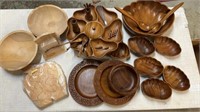 Lot of Wooden Bowls & More
