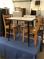 Mid-Century Kids Table Set with 2 Oak Chairs