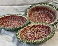 Spongeware Watermelon Pottery lot of 3