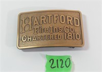 Hartford Fire Ins. Co. Solid Brass Belt Buckle