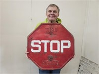 Rare Vintage STOP Sign Thru Highway 24"