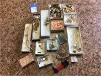 Jewelry lot - cuff links, earrings, necklaces