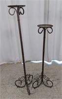 Elegant Black Iron Candle Stand Duo