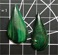 Malachite Teardrop Cabochons (#2 Total)