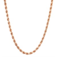 14K SOLID ROSE GOLD ROPE CHAIN NECKLACE