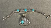 Sterling & Turquoise Bracelet & Pendant
