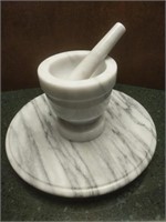 Marble Lazy Susan, Mortar & Pestle